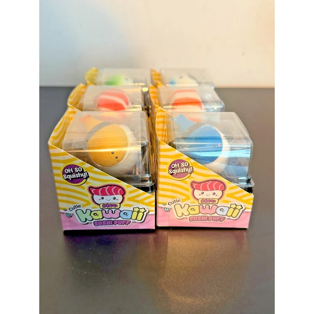Ja-Ru Kawaii Cutie Sushi Puff Squishy Fidget Toys COMPLETE SET OF 6